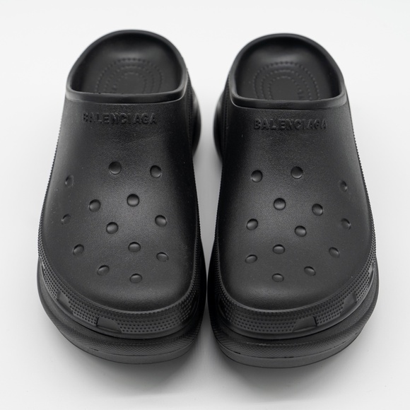 size 40 - Balenciaga Crocs Mule Rubber Slide Sandal Platform Black - Picture 3 of 13